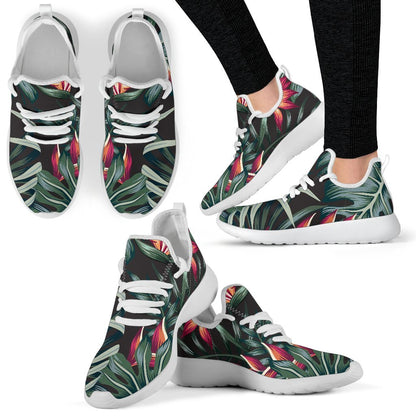 Hawaiian Tropical Plants Pattern Print Mesh Knit Shoes GearFrost