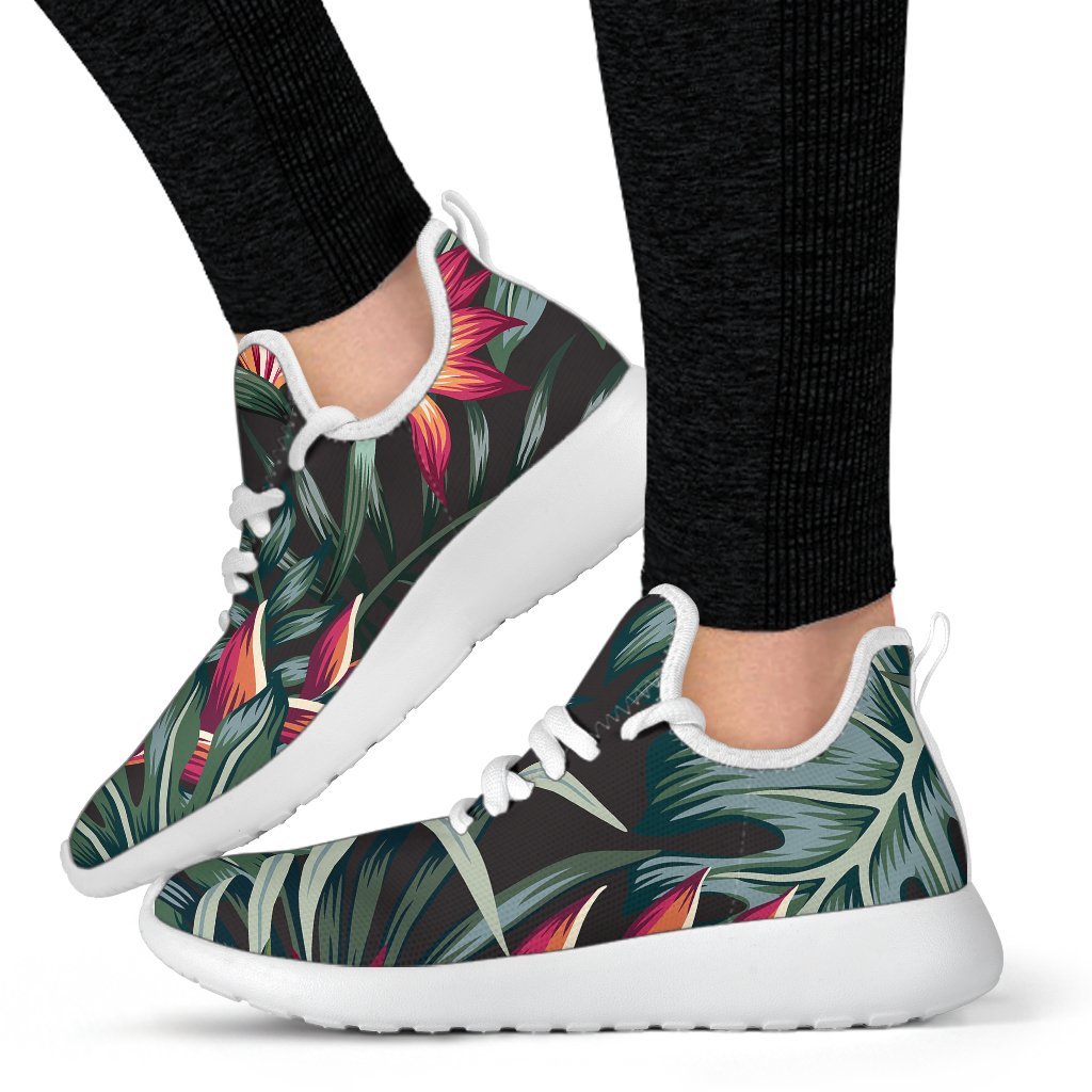 Hawaiian Tropical Plants Pattern Print Mesh Knit Shoes GearFrost