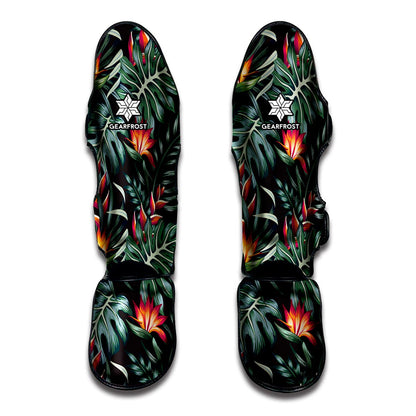 Hawaiian Tropical Plants Pattern Print Muay Thai Shin Guard