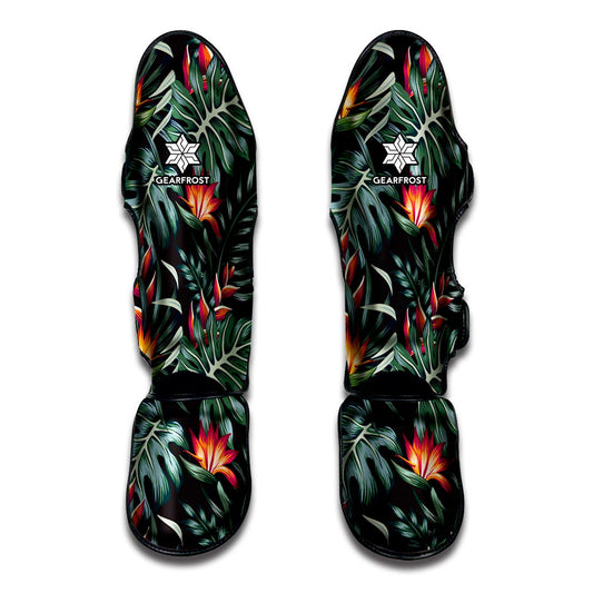 Hawaiian Tropical Plants Pattern Print Muay Thai Shin Guard