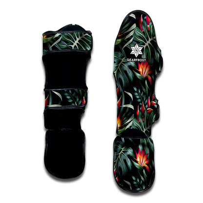 Hawaiian Tropical Plants Pattern Print Muay Thai Shin Guard