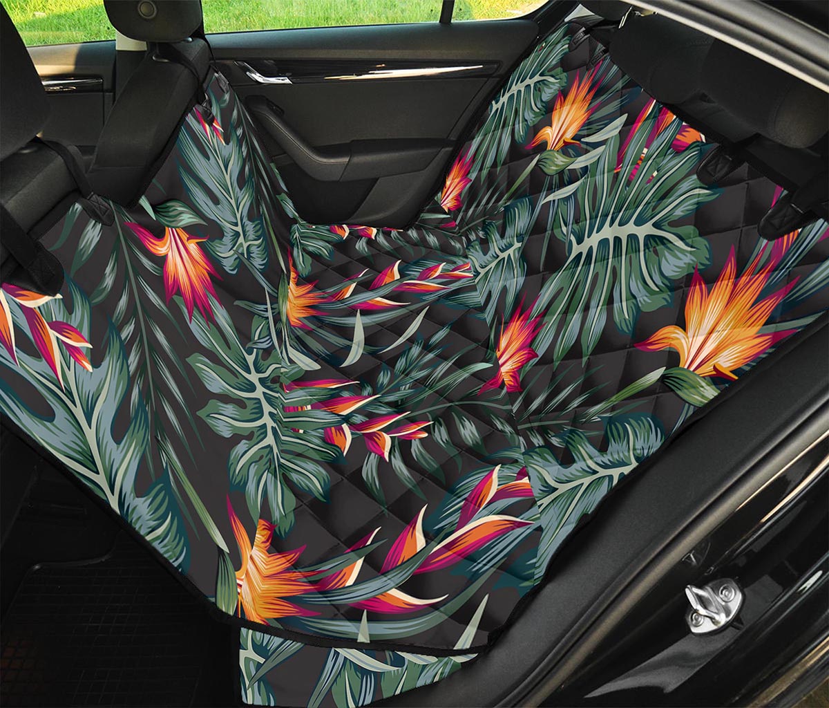 Hawaiian Tropical Plants Pattern Print Pet Car Back Seat Cover