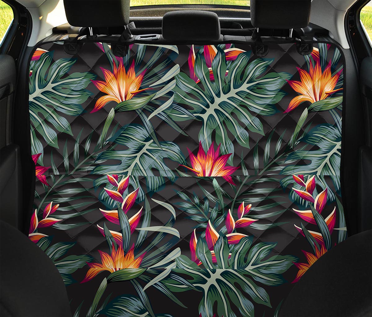 Hawaiian Tropical Plants Pattern Print Pet Car Back Seat Cover