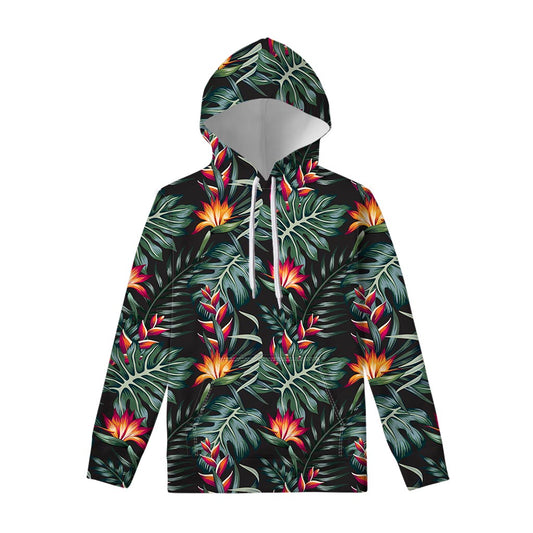 Hawaiian Tropical Plants Pattern Print Pullover Hoodie
