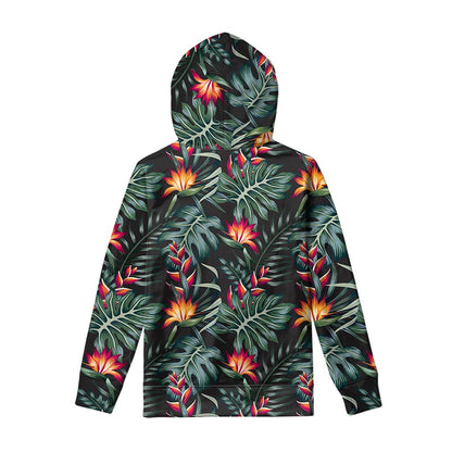 Hawaiian Tropical Plants Pattern Print Pullover Hoodie