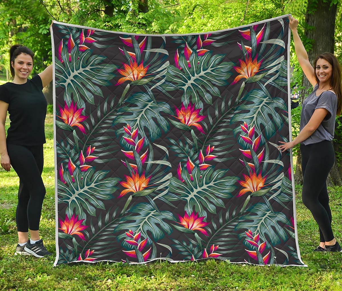 Hawaiian Tropical Plants Pattern Print Quilt