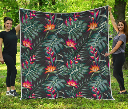 Hawaiian Tropical Plants Pattern Print Quilt