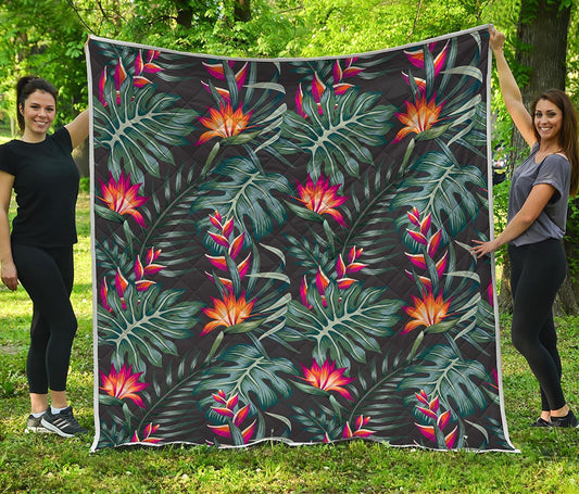 Hawaiian Tropical Plants Pattern Print Quilt