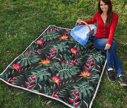 Hawaiian Tropical Plants Pattern Print Quilt