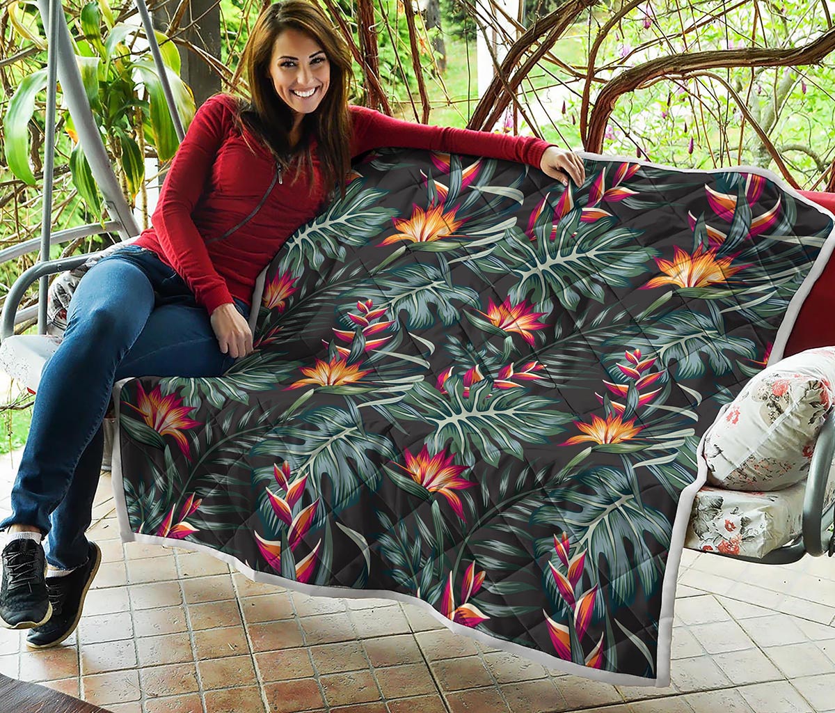 Hawaiian Tropical Plants Pattern Print Quilt