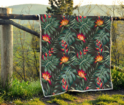 Hawaiian Tropical Plants Pattern Print Quilt