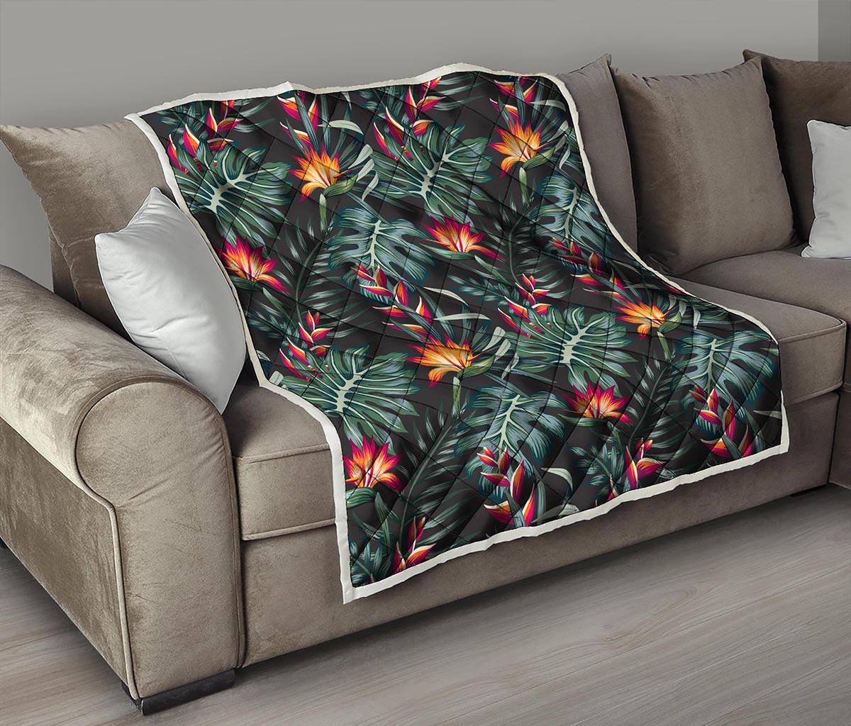 Hawaiian Tropical Plants Pattern Print Quilt