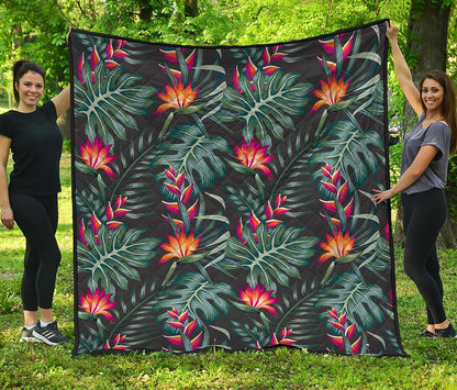 Hawaiian Tropical Plants Pattern Print Quilt