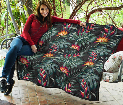 Hawaiian Tropical Plants Pattern Print Quilt