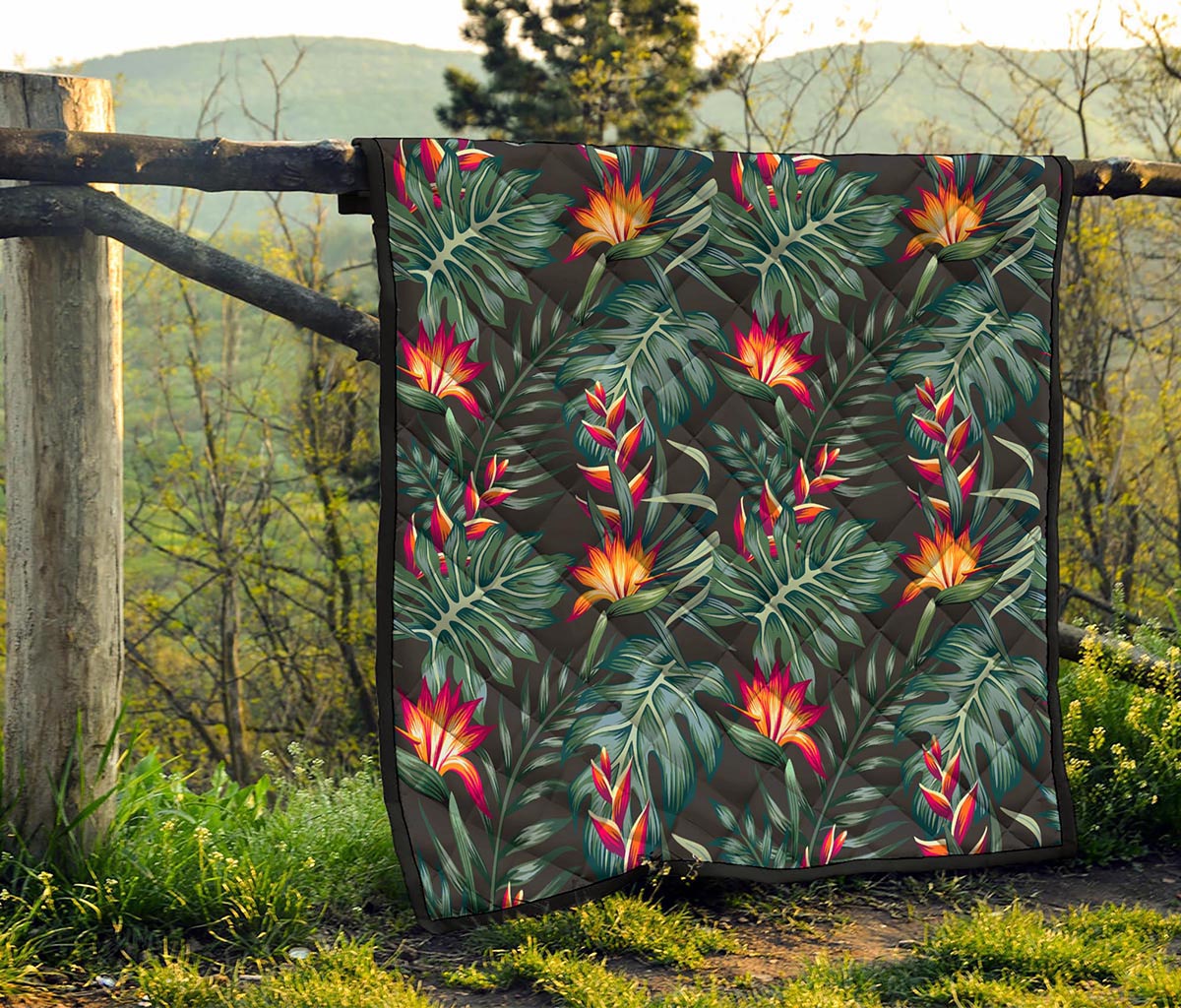 Hawaiian Tropical Plants Pattern Print Quilt
