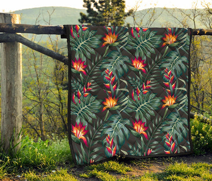 Hawaiian Tropical Plants Pattern Print Quilt