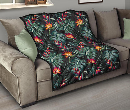 Hawaiian Tropical Plants Pattern Print Quilt