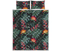 Hawaiian Tropical Plants Pattern Print Quilt Bed Set