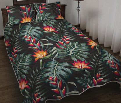 Hawaiian Tropical Plants Pattern Print Quilt Bed Set