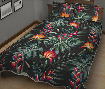 Hawaiian Tropical Plants Pattern Print Quilt Bed Set