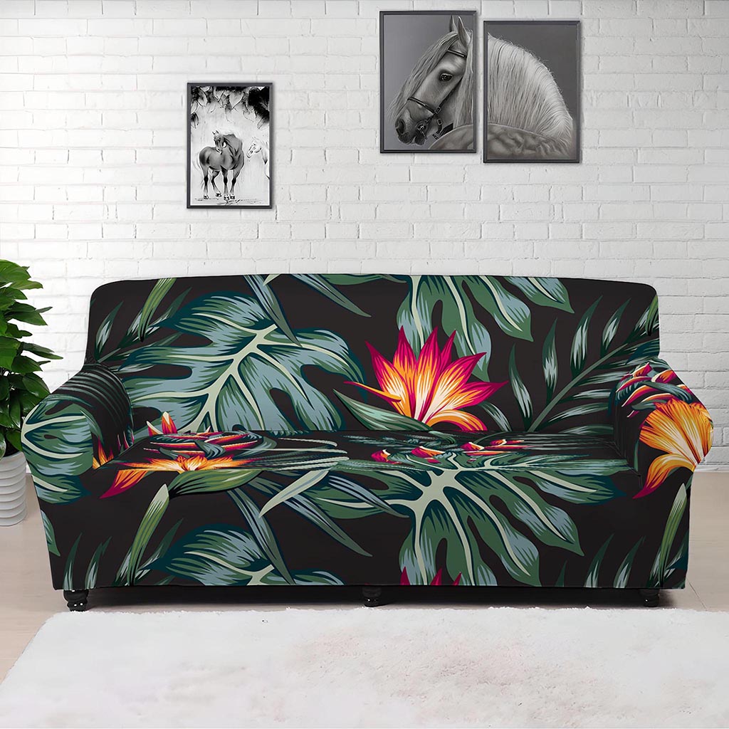 Hawaiian Tropical Plants Pattern Print Sofa Cover
