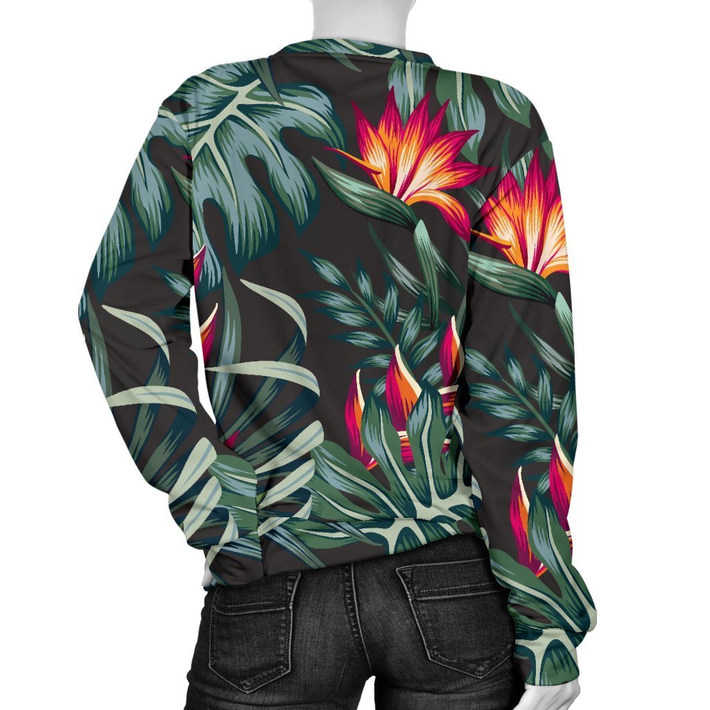 Hawaiian Tropical Plants Pattern Print Women's Crewneck Sweatshirt GearFrost
