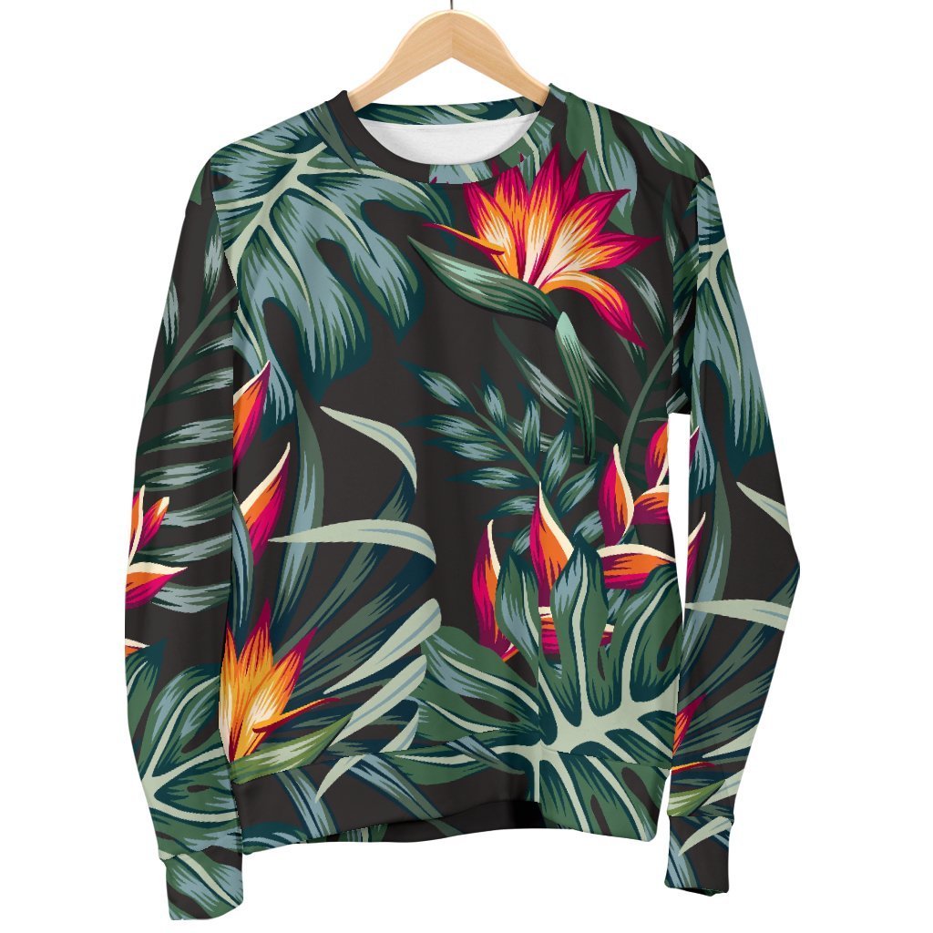 Hawaiian Tropical Plants Pattern Print Women's Crewneck Sweatshirt GearFrost