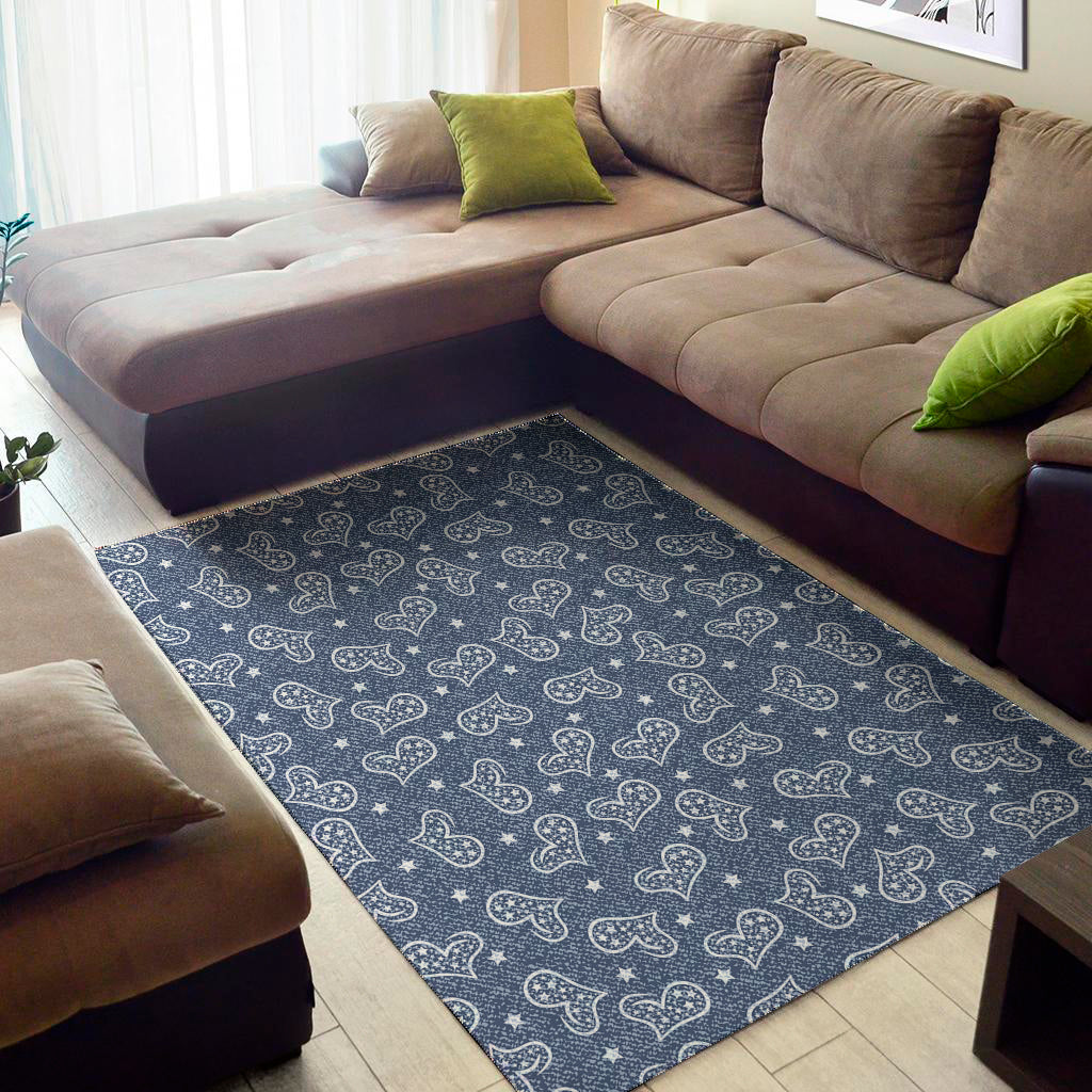 Heart And Star Denim Jeans Pattern Print Area Rug