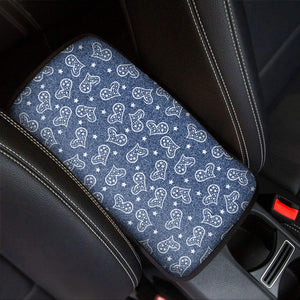 Heart And Star Denim Jeans Pattern Print Car Center Console Cover