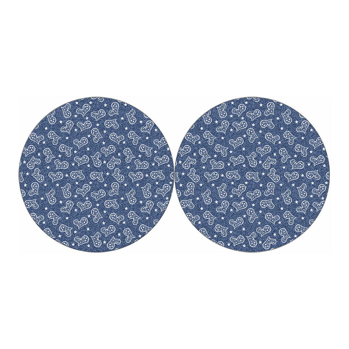Heart And Star Denim Jeans Pattern Print Car Coasters