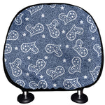 Heart And Star Denim Jeans Pattern Print Car Headrest Covers