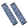 Heart And Star Denim Jeans Pattern Print Car Seat Belt Covers