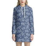 Heart And Star Denim Jeans Pattern Print Hoodie Dress