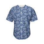 Heart And Star Denim Jeans Pattern Print Men's Baseball Jersey