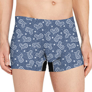 Heart And Star Denim Jeans Pattern Print Men's Boxer Briefs