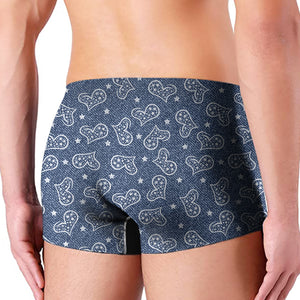 Heart And Star Denim Jeans Pattern Print Men's Boxer Briefs