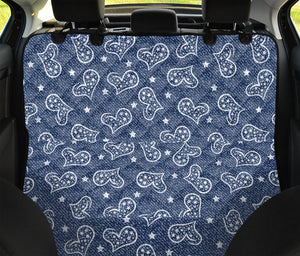 Heart And Star Denim Jeans Pattern Print Pet Car Back Seat Cover