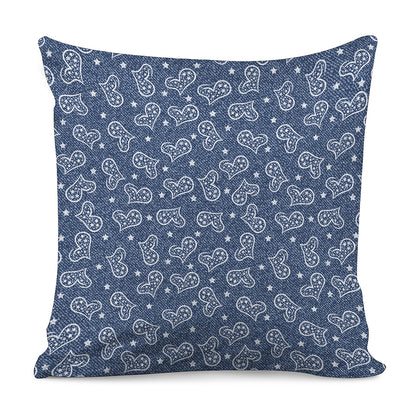 Heart And Star Denim Jeans Pattern Print Pillow Cover