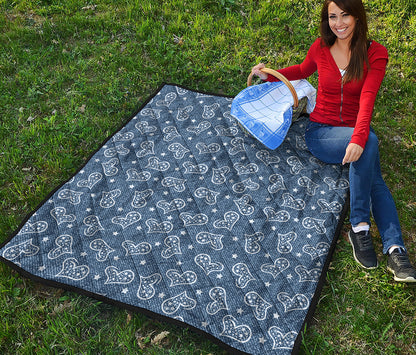 Heart And Star Denim Jeans Pattern Print Quilt