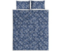 Heart And Star Denim Jeans Pattern Print Quilt Bed Set
