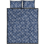Heart And Star Denim Jeans Pattern Print Quilt Bed Set