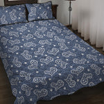 Heart And Star Denim Jeans Pattern Print Quilt Bed Set