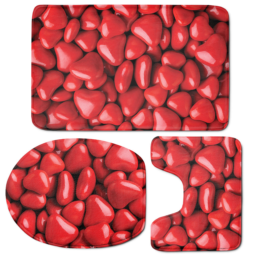 Heart Chocolate Candy Print 3 Piece Bath Mat Set