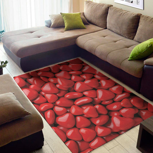 Heart Chocolate Candy Print Area Rug