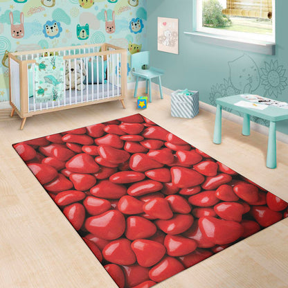 Heart Chocolate Candy Print Area Rug