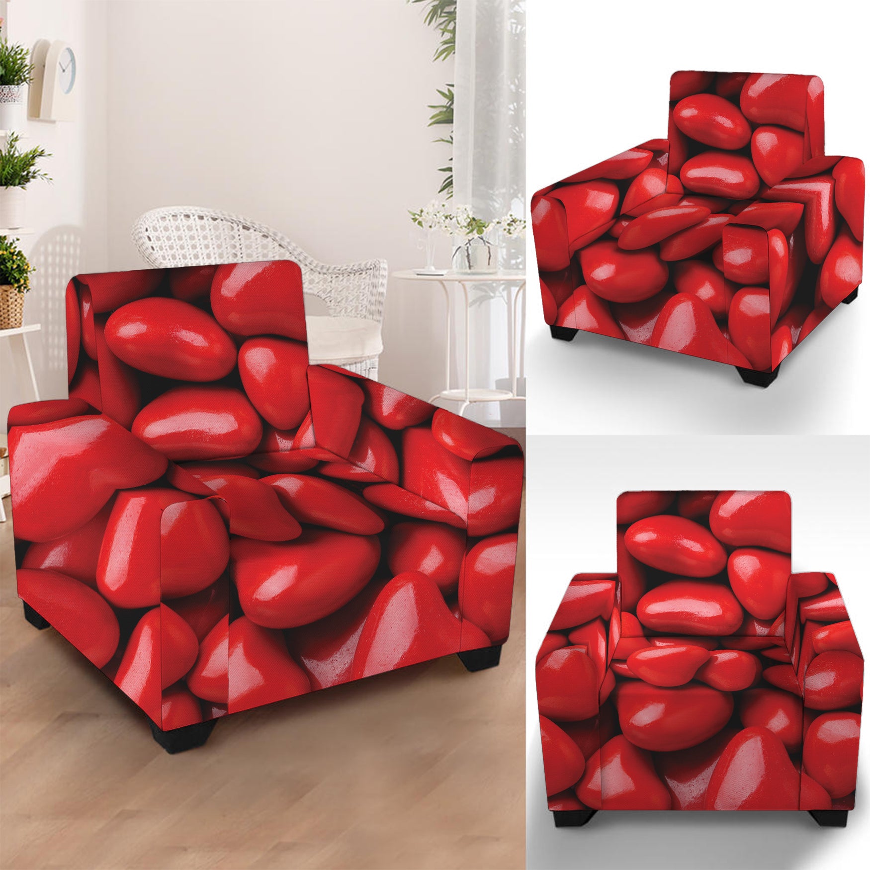 Heart Chocolate Candy Print Armchair Slipcover