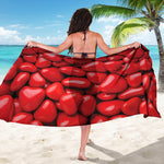 Heart Chocolate Candy Print Beach Sarong Wrap