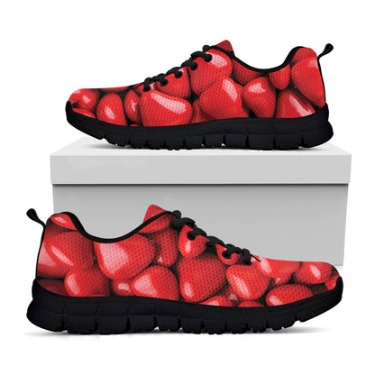 Heart Chocolate Candy Print Black Sneakers