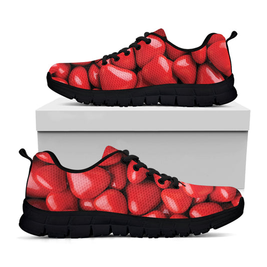Heart Chocolate Candy Print Black Sneakers