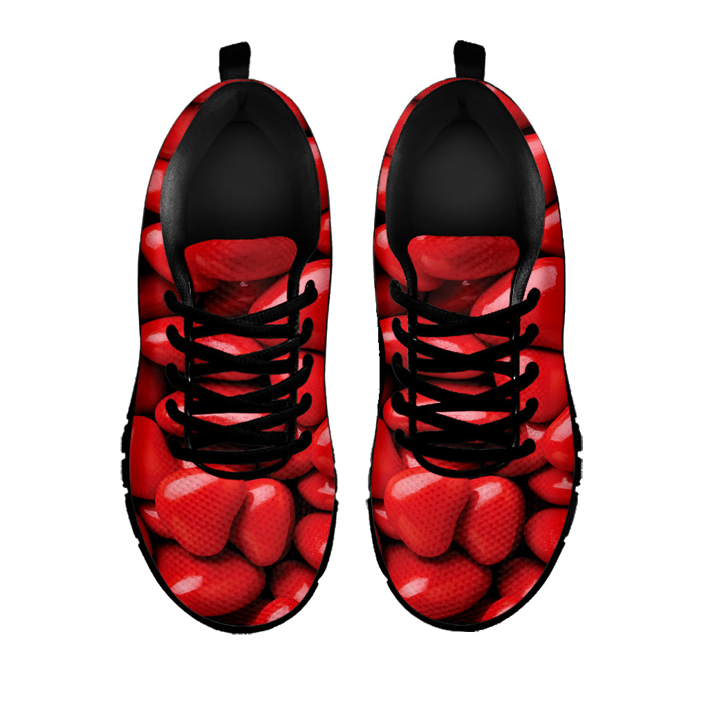 Heart Chocolate Candy Print Black Sneakers